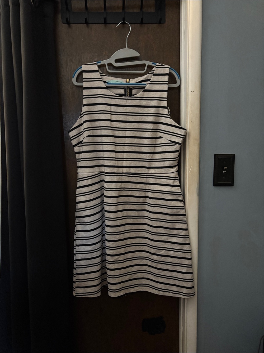 Maurices White and Black Striped Sleeveless Sheath Dress